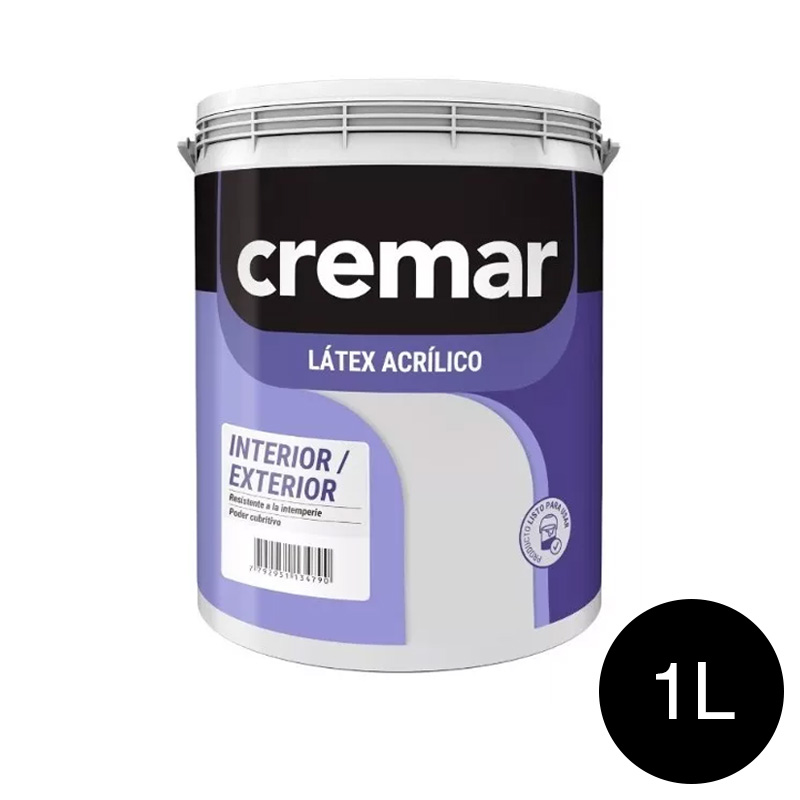 Pintura latex acrilica Cremar exterior interior negro balde x 1l