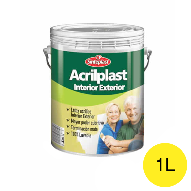 Pintura latex acrilico Acrilplast exterior interior amarillo mate balde x 1l
