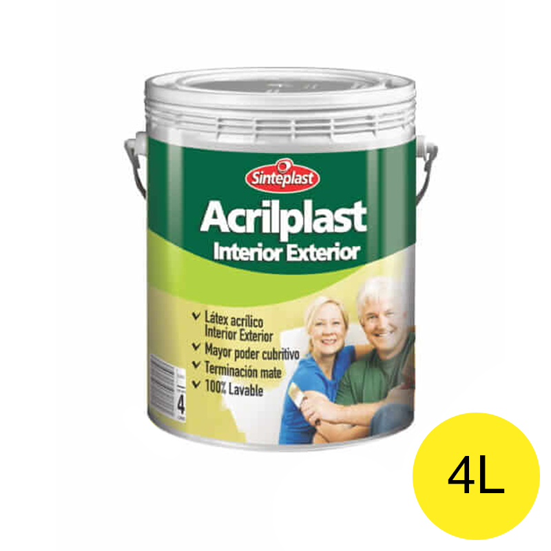 Pintura latex acrilico Acrilplast exterior interior amarillo mate balde x 4l