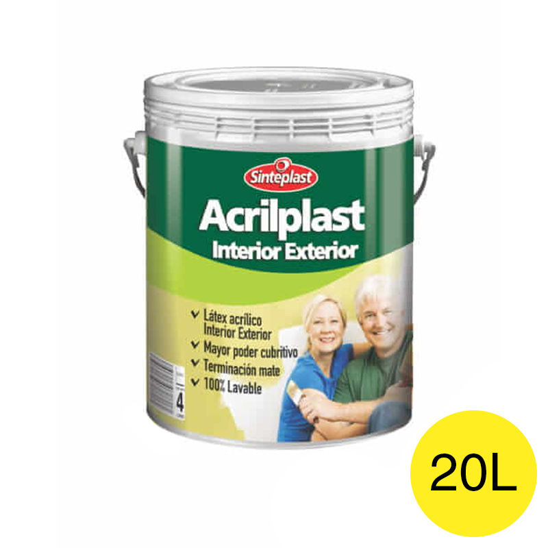 Pintura latex acrilico Acrilplast exterior interior amarillo mate balde x 20l