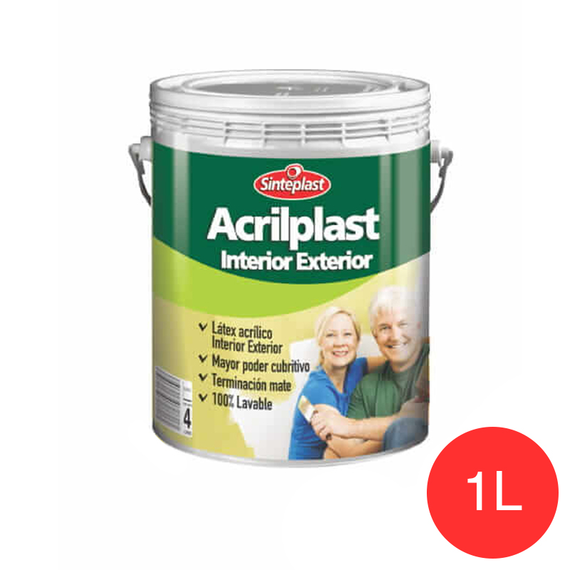 Pintura latex acrilico Acrilplast exterior interior bermellon mate balde x 1l