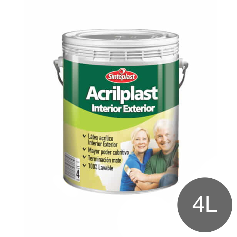 Pintura latex acrilico Acrilplast exterior interior gris cemento mate balde x 4l
