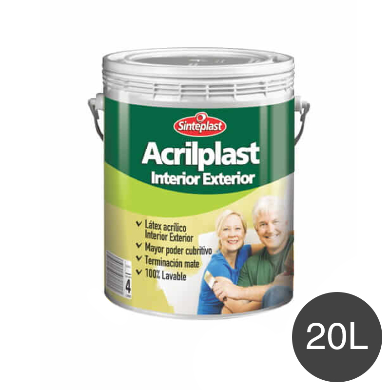 Pintura latex acrilico Acrilplast exterior interior negro ebano mate balde x 20l
