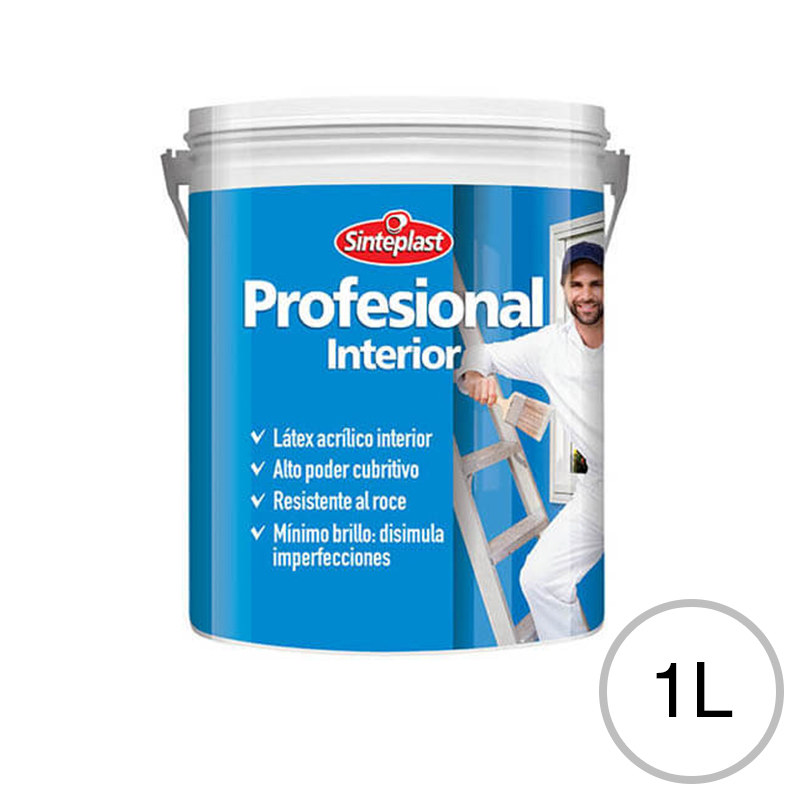 Pintura latex acrilico secado rapido Profesional interior blanco mate balde x 1l 