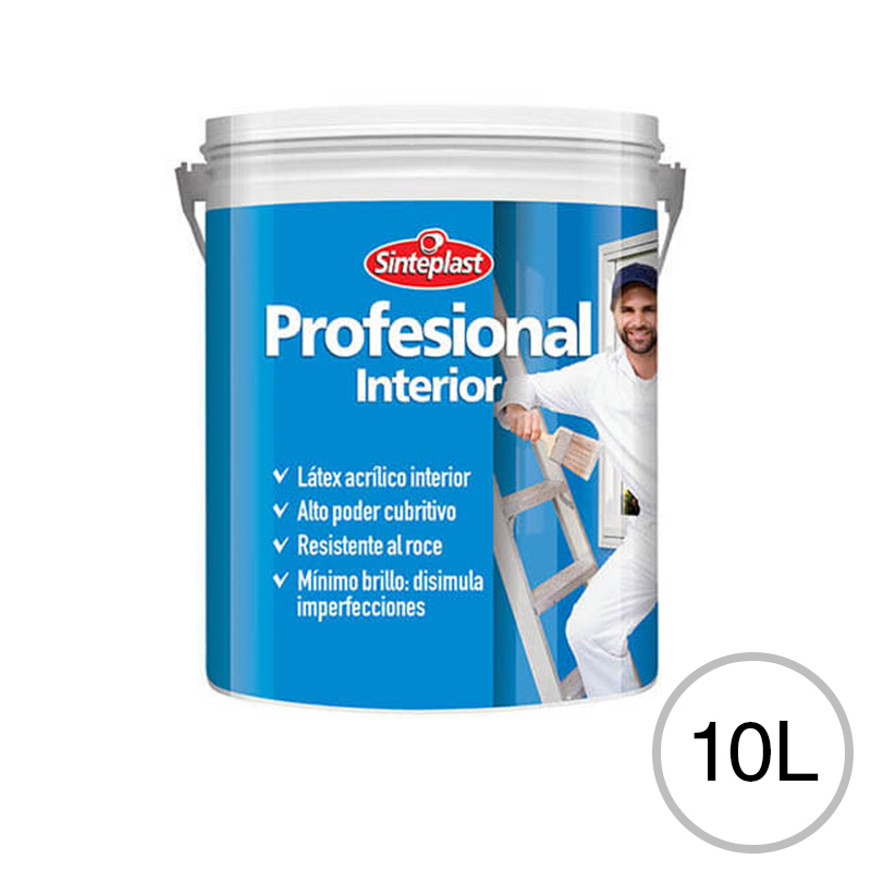 Pintura latex acrilico secado rapido Profesional interior blanco mate balde x 10l 