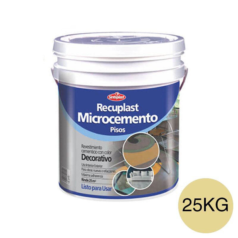 Revestimiento cementicio decorativo pisos Recuplast Microcemento exterior interior arena balde x 25kg
