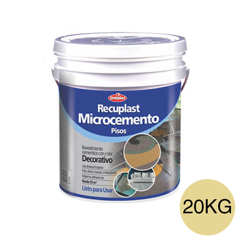 Revestimiento cementicio decorativo pisos Recuplast Microcemento exterior interior arena balde x 20kg