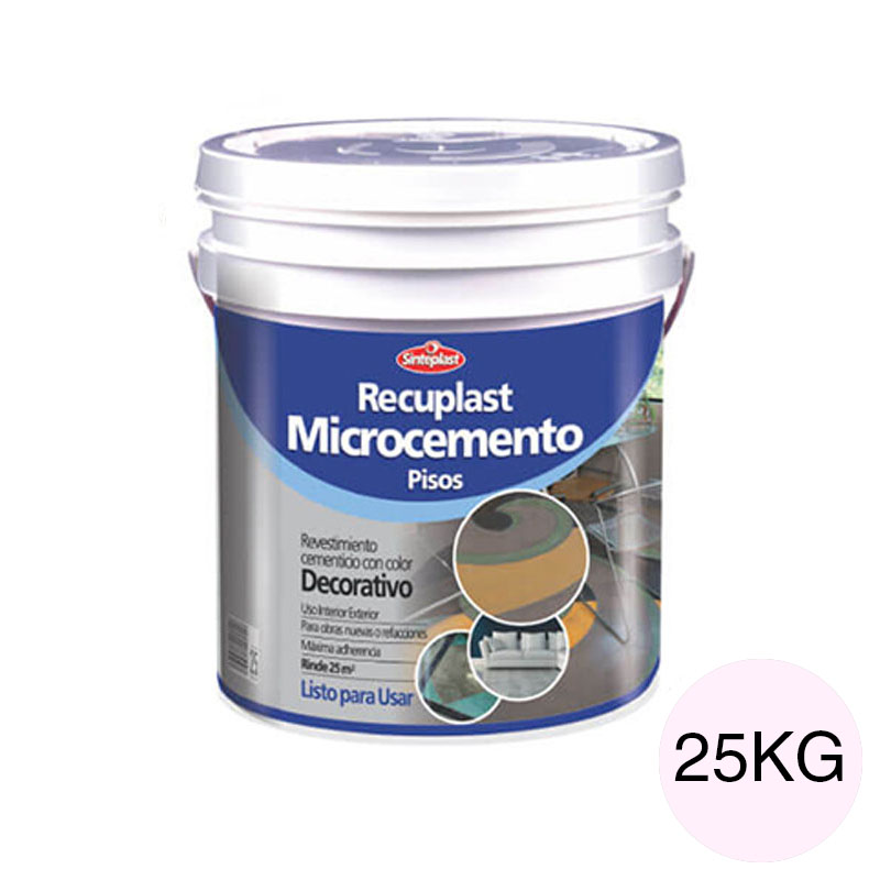 Revestimiento cementicio decorativo pisos Recuplast Microcemento exterior interior hueso balde x 25kg