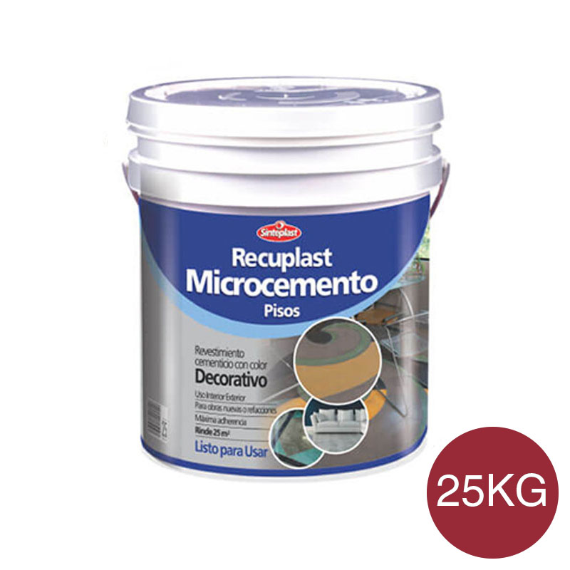 Revestimiento cementicio decorativo pisos Recuplast Microcemento exterior interior rubi balde x 25kg