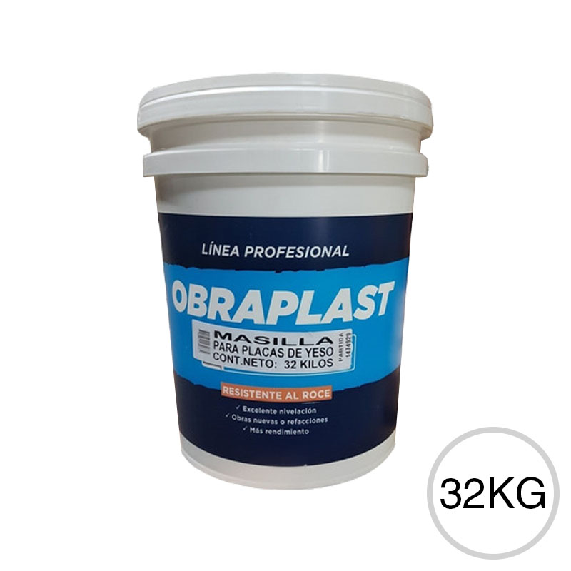 Masilla p/ placas de yeso Obraplast interior blanco balde x 32kg