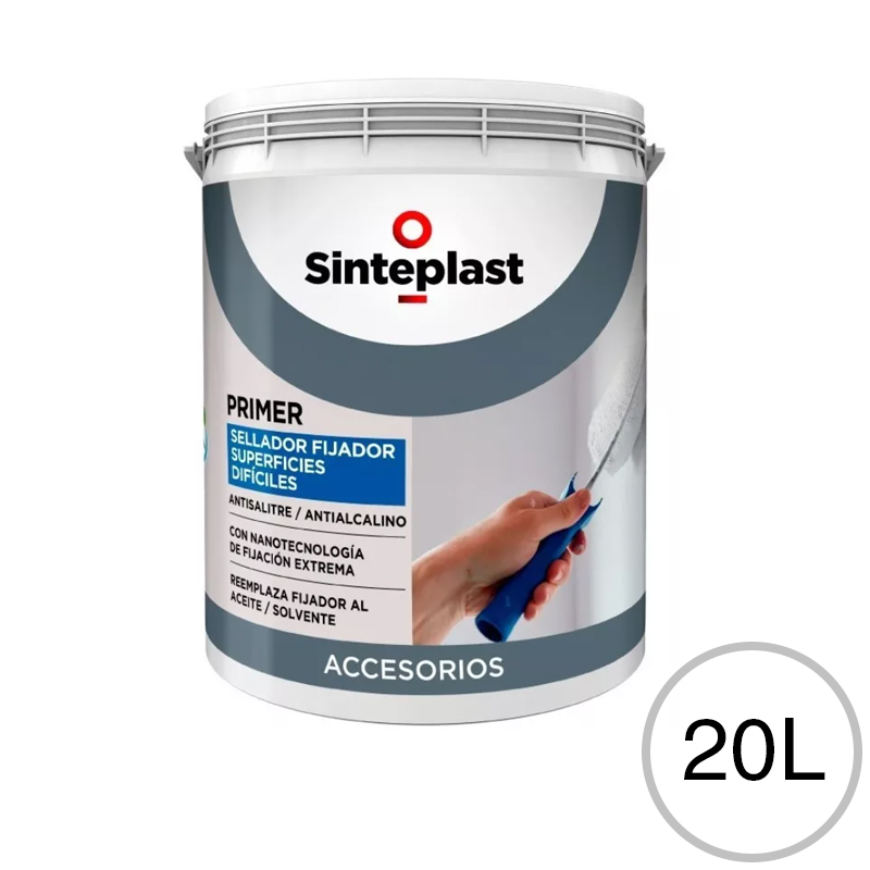 Fijador sellador acrilico Primer Superficies Dificiles exterior interior incoloro mate balde x 20l