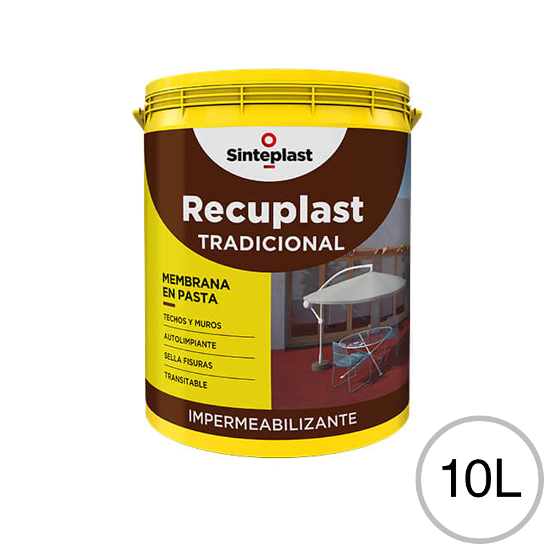 Membrana en pasta impermeabilizante Recuplast Tradicional techos blanco mate sedoso balde x 10l