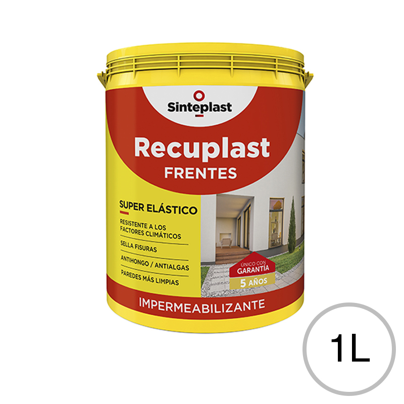 Membrana liquida impermeabilizante acrilica Recuplast Frentes exterior blanco mate sedoso balde x 1l