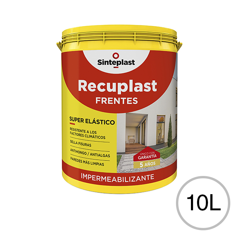 Membrana liquida impermeabilizante acrilica Recuplast Frentes exterior blanco mate sedoso balde x 10l