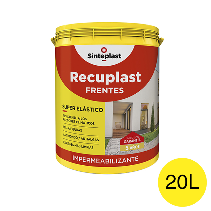 Membrana liquida impermeabilizante acrilica Recuplast Frentes exterior amarillo mate sedoso balde x 20l
