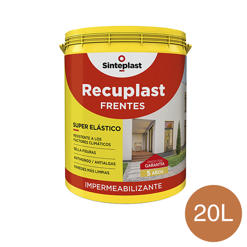 Membrana liquida impermeabilizante acrilica Recuplast Frentes exterior colonial mate sedoso balde x 20l