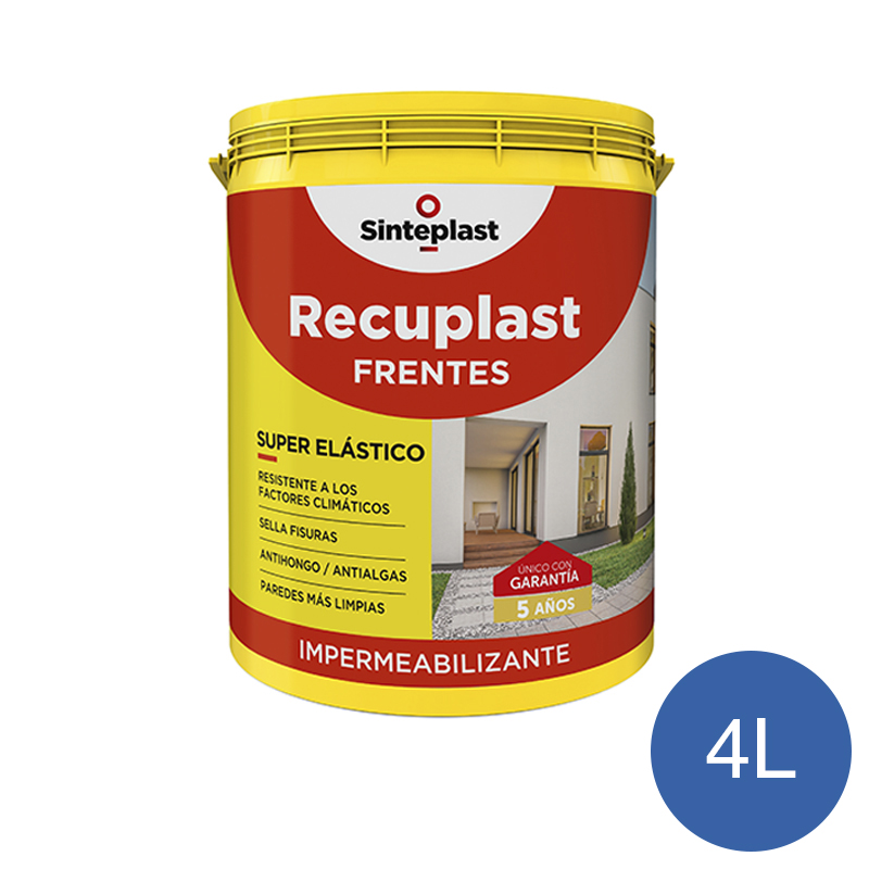 Membrana liquida impermeabilizante acrilica Recuplast Frentes exterior azul naval mate sedoso balde x 4l