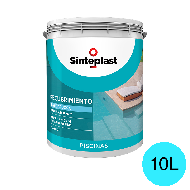 Recubrimiento impermeabilizante piscinas base acuosa celeste mate sedoso balde x 10l