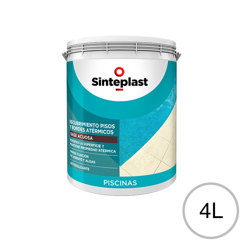 Recubrimiento acrilico Pisos y Bordes atermicos piscinas base acuosa blanco mate balde x 4l
