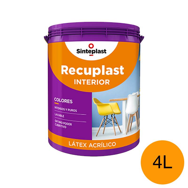 Pintura latex acrilico Recuplast colores interior mango mate balde x 4l