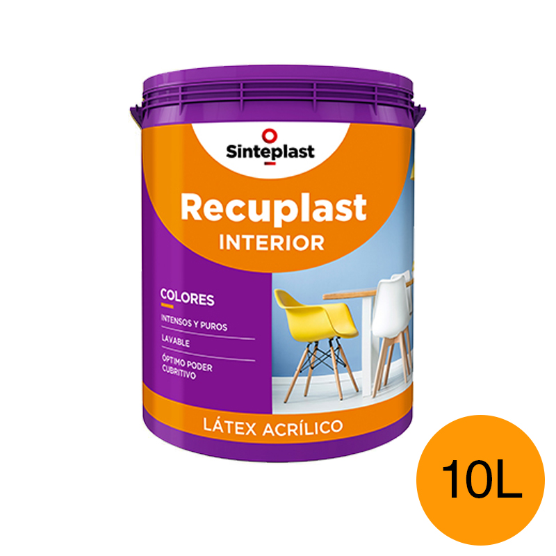 Pintura latex acrilico Recuplast colores interior mango mate balde x 10l