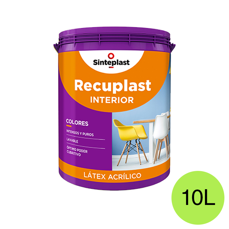 Pintura latex acrilico Recuplast colores interior pradera mate balde x 10l