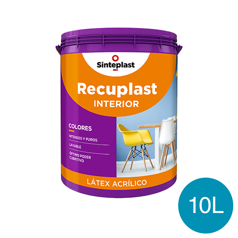 Pintura latex acrilico Recuplast colores interior mar egeo mate balde x 10l