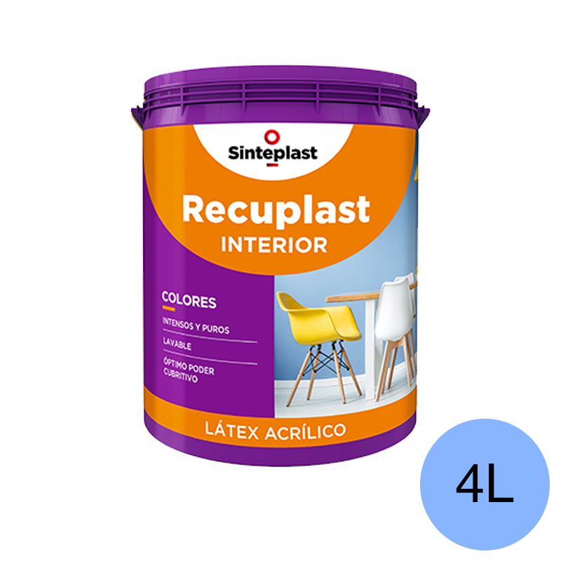 Pintura latex acrilico Recuplast colores interior danubio mate balde x 4l