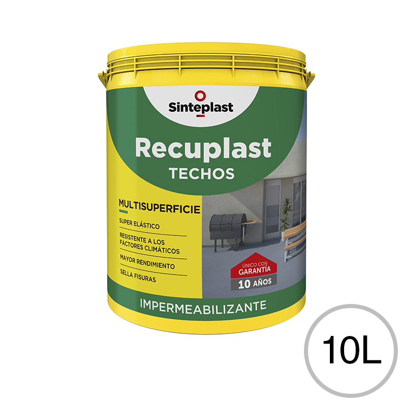 Impermeabilizante acrilico exterior Recuplast Techos blanco mate balde x 10l