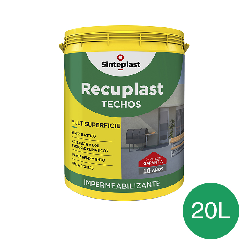 Impermeabilizante acrilico exterior Recuplast Techos verde ingles mate balde x 20l