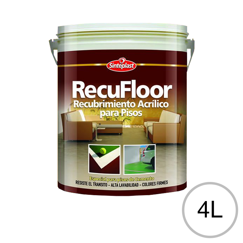 Recubrimiento acrilico base acuosa pisos Recufloor exterior interior blanco mate balde x 4l