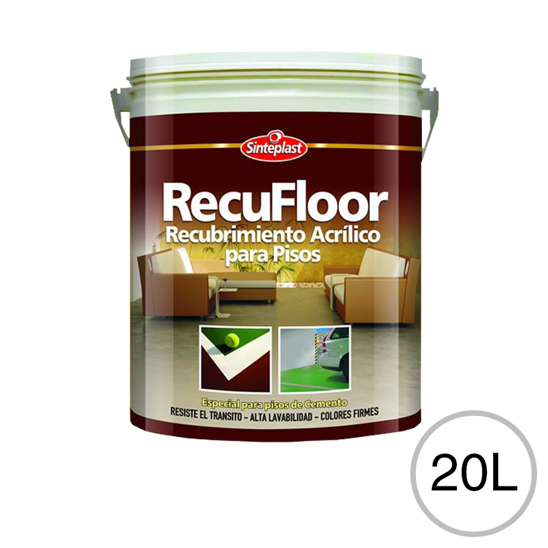 Recubrimiento acrilico base acuosa pisos Recufloor exterior interior blanco mate balde x 20l