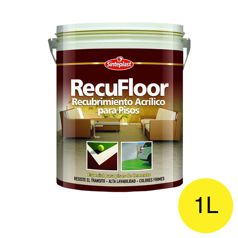 Recubrimiento acrilico base acuosa pisos Recufloor exterior interior amarillo mate balde x 1l