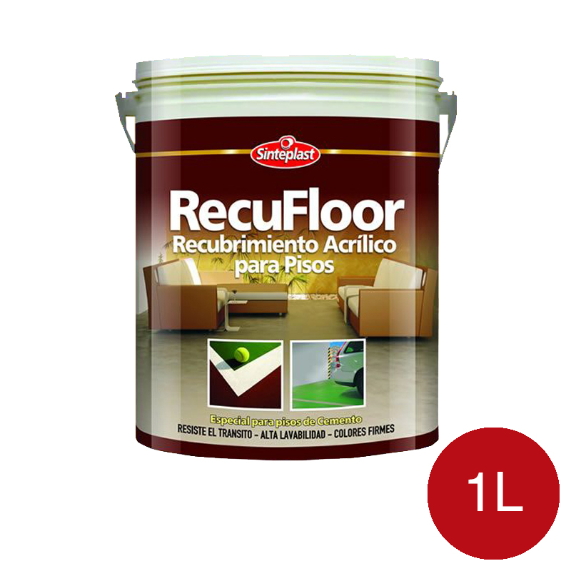Recubrimiento acrilico base acuosa pisos Recufloor exterior interior rojo mate balde x 1l