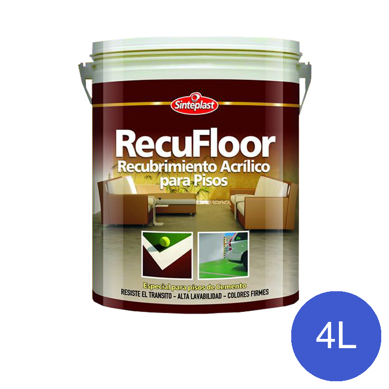 Recubrimiento acrilico base acuosa pisos Recufloor exterior interior azul mate balde x 4l