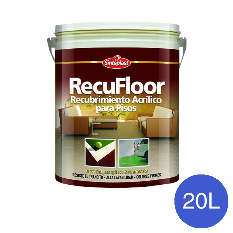 Recubrimiento acrilico base acuosa pisos Recufloor exterior interior azul mate balde x 20l
