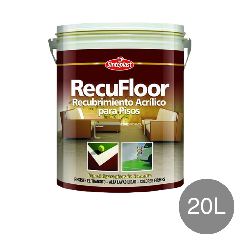 Recubrimiento acrilico base acuosa pisos Recufloor exterior interior gris mate balde x 20l