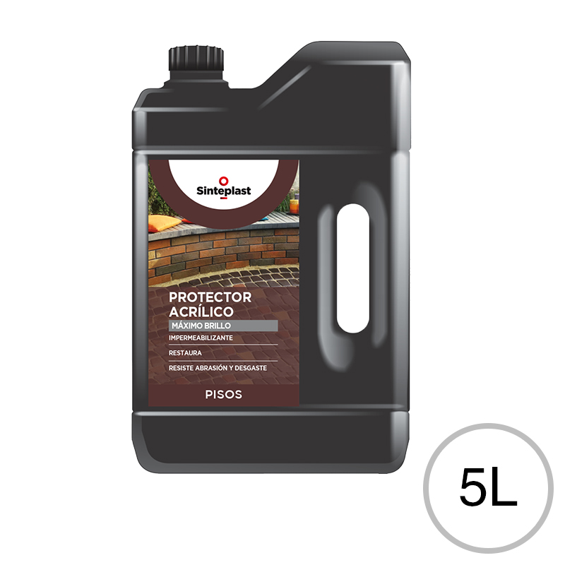 Impermeabilizante protector acrilico pisos exterior interior transparente brillante bidon x 5l