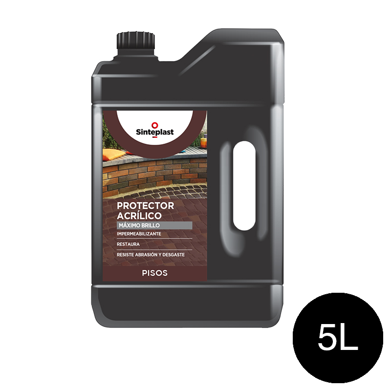 Impermeabilizante protector acrilico pisos exterior interior negro brillante bidon x 5l