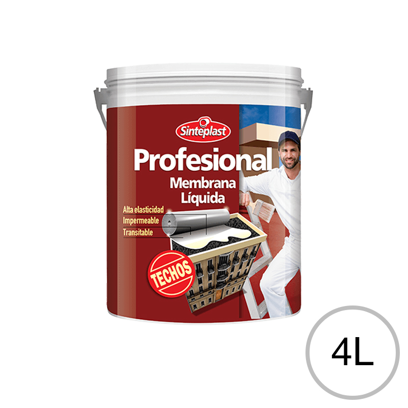 Membrana liquida impermeabilizante acrilica Profesional techos blanco mate sedoso balde x 4l