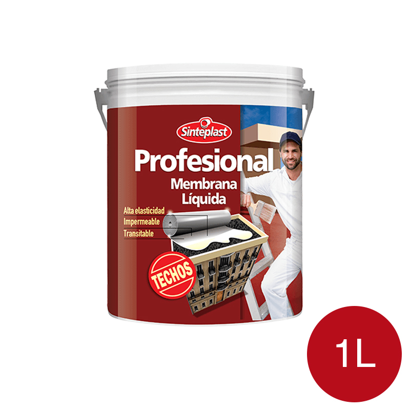 Membrana liquida impermeabilizante acrilica Profesional techos rojo mate sedoso balde x 1l