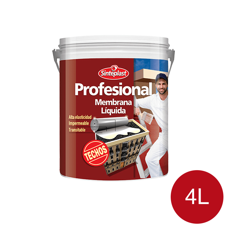 Membrana liquida impermeabilizante acrilica Profesional techos rojo mate sedoso balde x 4l
