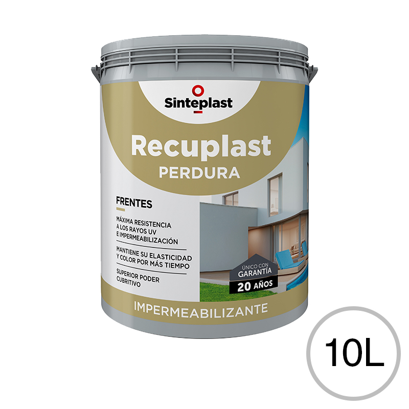 Membrana liquida impermeabilizante acrilica Recuplast Perdura frentes exterior blanco mate sedoso balde x 10l