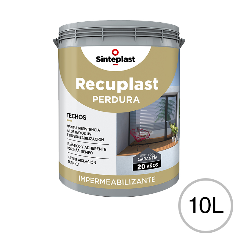 Membrana liquida impermeabilizante acrilica Recuplast Perdura techos exterior blanco mate balde x 10l