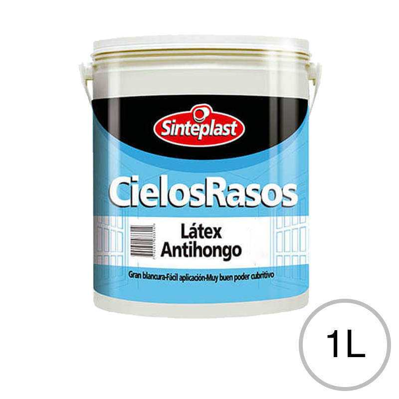 Pintura latex Cielosrasos antihongo facil aplicacion blanco mate balde x 1l