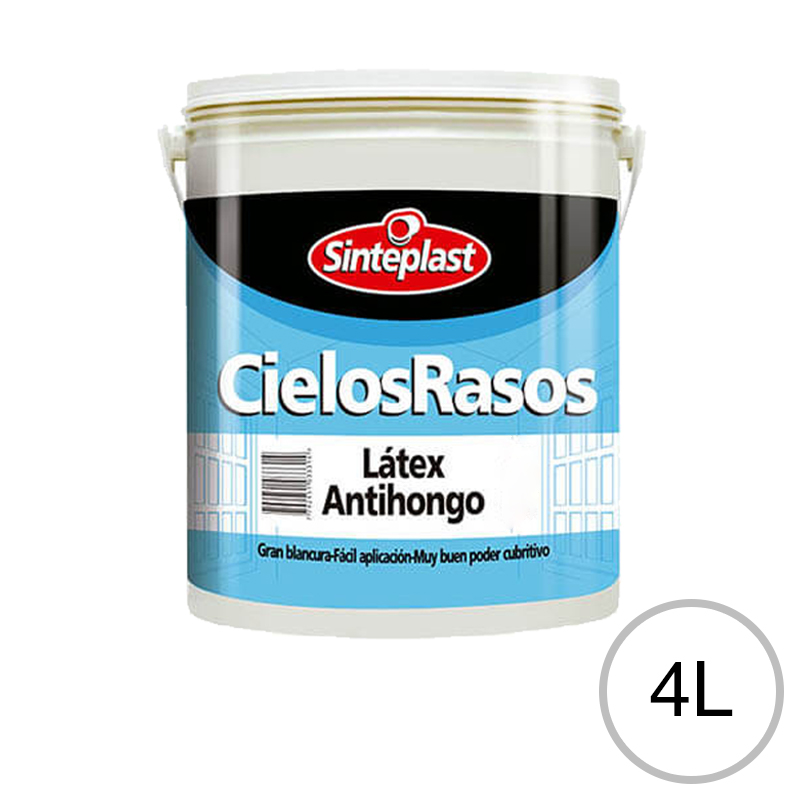 Pintura latex Cielosrasos antihongo facil aplicacion blanco mate balde x 4l