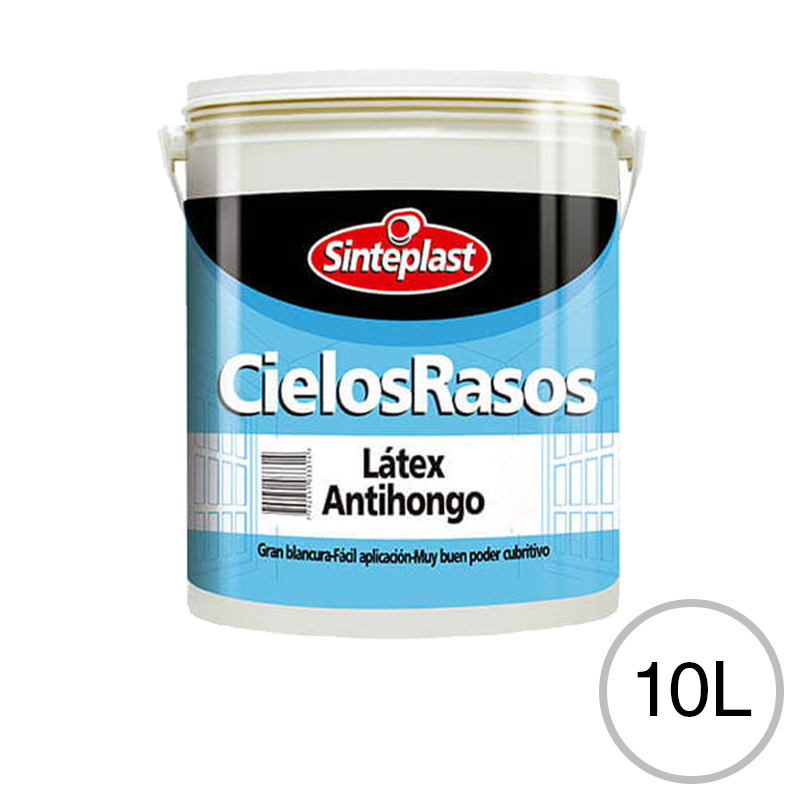 Pintura latex Cielosrasos antihongo facil aplicacion blanco mate balde x 10l