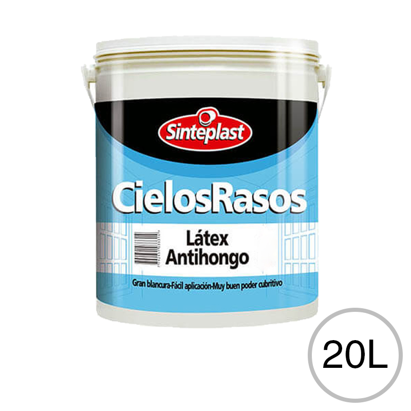 Pintura latex Cielosrasos antihongo facil aplicacion blanco mate balde x 20l
