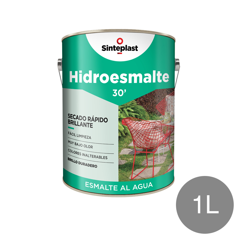 Hidroesmalte acrilico al agua secado rapido gris brillante lata x 1l