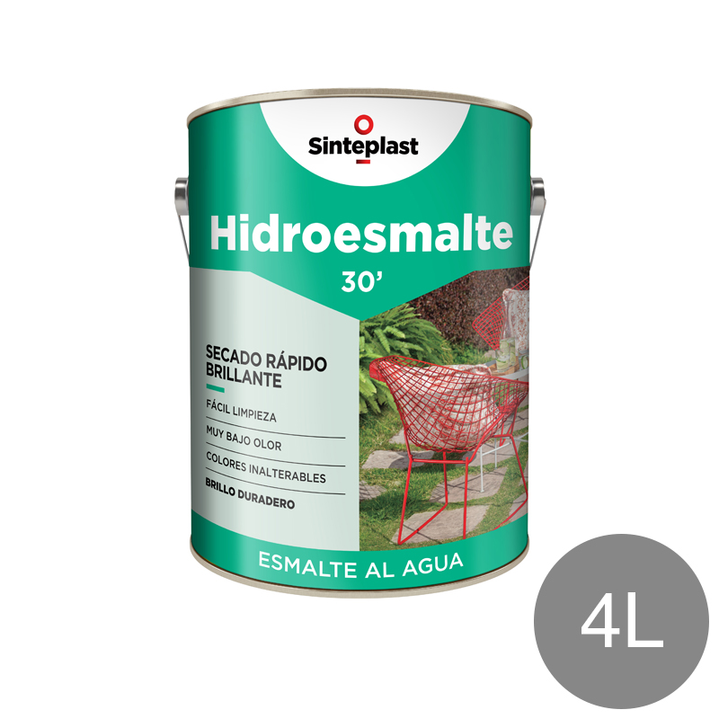Hidroesmalte acrilico al agua secado rapido gris brillante lata x 4l
